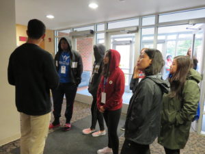 Students on campus tour