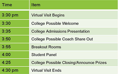 Virtual Campus Visit Schedule