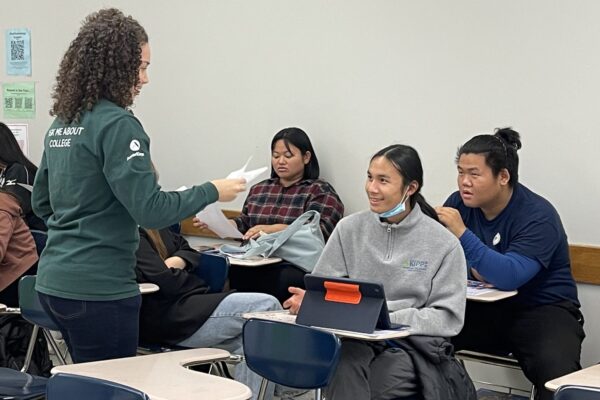 College Access Coach Interacting With Students