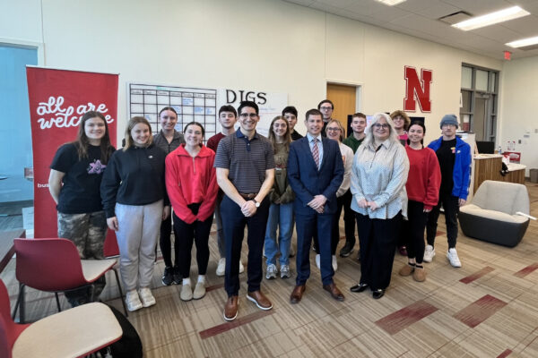 Group Photo Of Panelists And UNL Inclusive Business Leaders Students.