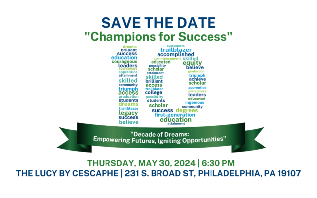 A Graphic With The Text "Save The Date. Champions For Success."
