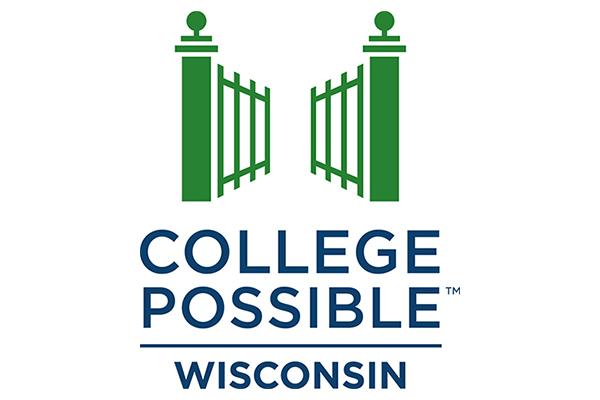 College Possible Wisconsin Logo With Green Gates Opening Above The Words "College Possible Wisconsin"