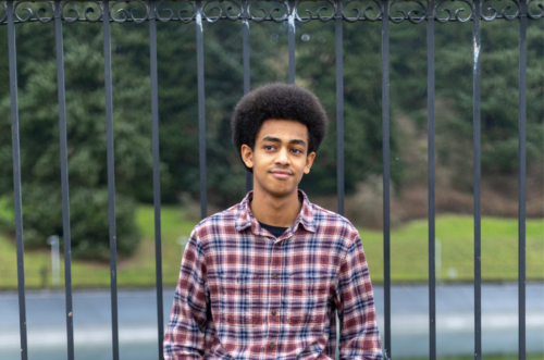 College Possible student poses for a senior photo.