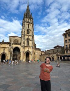 College Possible student, Chayse, stands in front of The Cathedral of San Salvador of Oviedo in Spain.